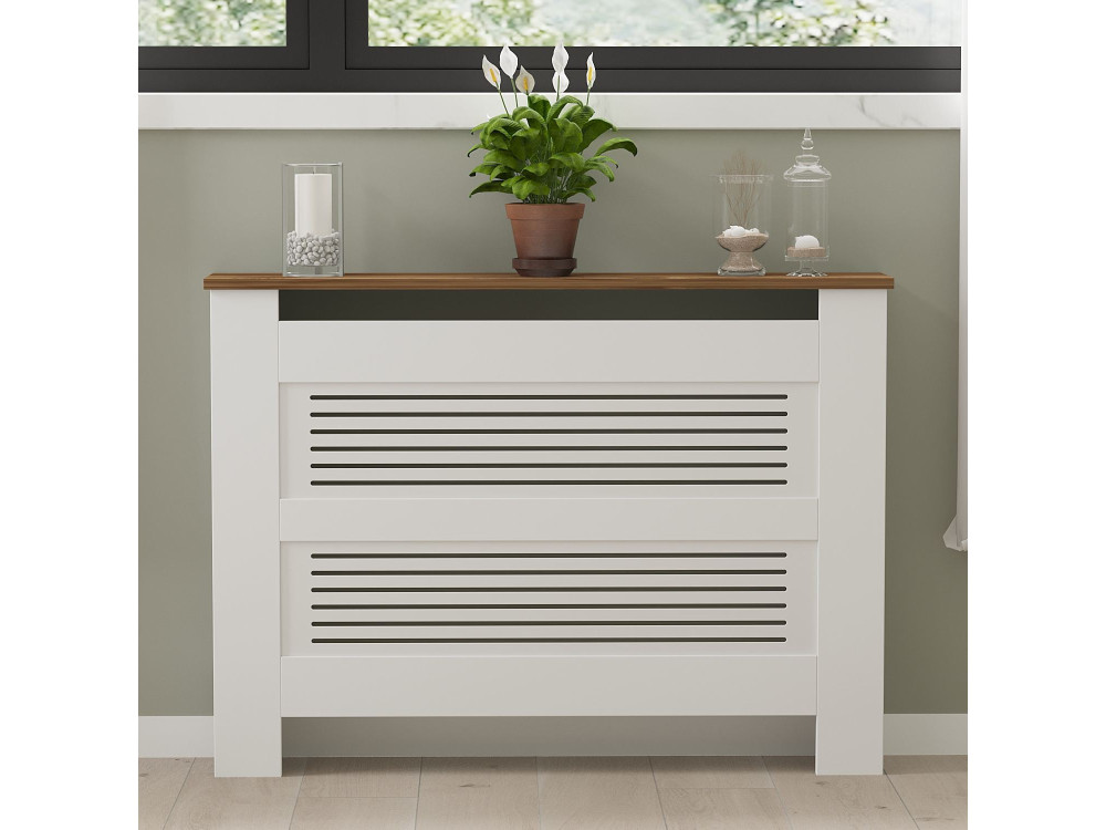 Armoire de radiateur en bois "Termora" 112 x 19 x 82 cm - Noyer