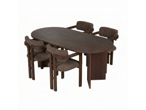 Ensemble Table et Chaises (5 Pièces) en bois "Meridia 4" - 180 x 90 x 75 cm - Marron