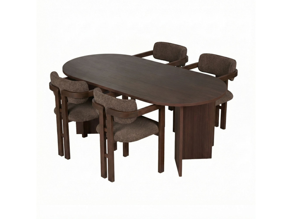 Ensemble Table et Chaises (5 Pièces) en bois "Meridia 4" - 180 x 90 x 75 cm - Marron