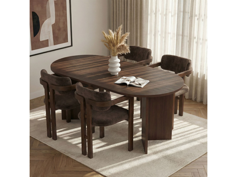 Ensemble Table et Chaises (5 Pièces) en bois "Meridia 4" - 180 x 90 x 75 cm - Marron