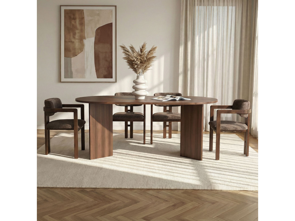 Ensemble Table et Chaises (5 Pièces) en bois "Meridia 4" - 180 x 90 x 75 cm - Marron