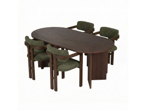 Ensemble Table et Chaises (5 Pièces) en bois "Meridia 4" - 180 x 90 x 75 cm - Vert