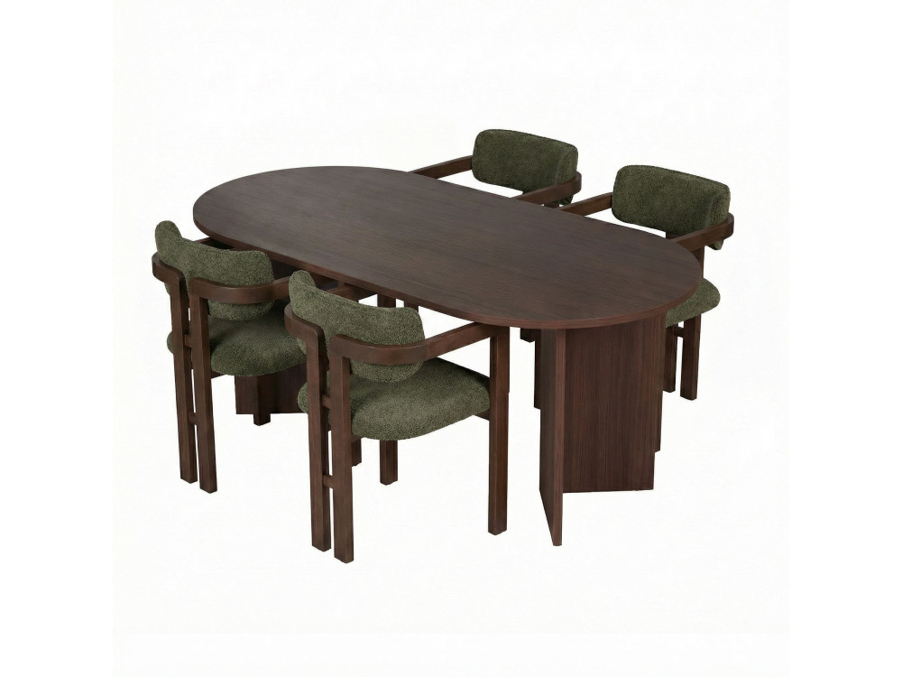 Ensemble Table et Chaises (5 Pièces) en bois "Meridia 4" - 180 x 90 x 75 cm - Vert