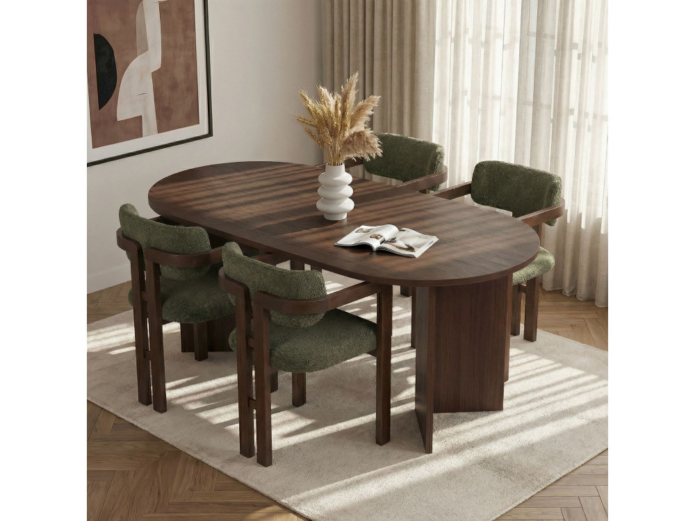 Ensemble Table et Chaises (5 Pièces) en bois "Meridia 4" - 180 x 90 x 75 cm - Vert