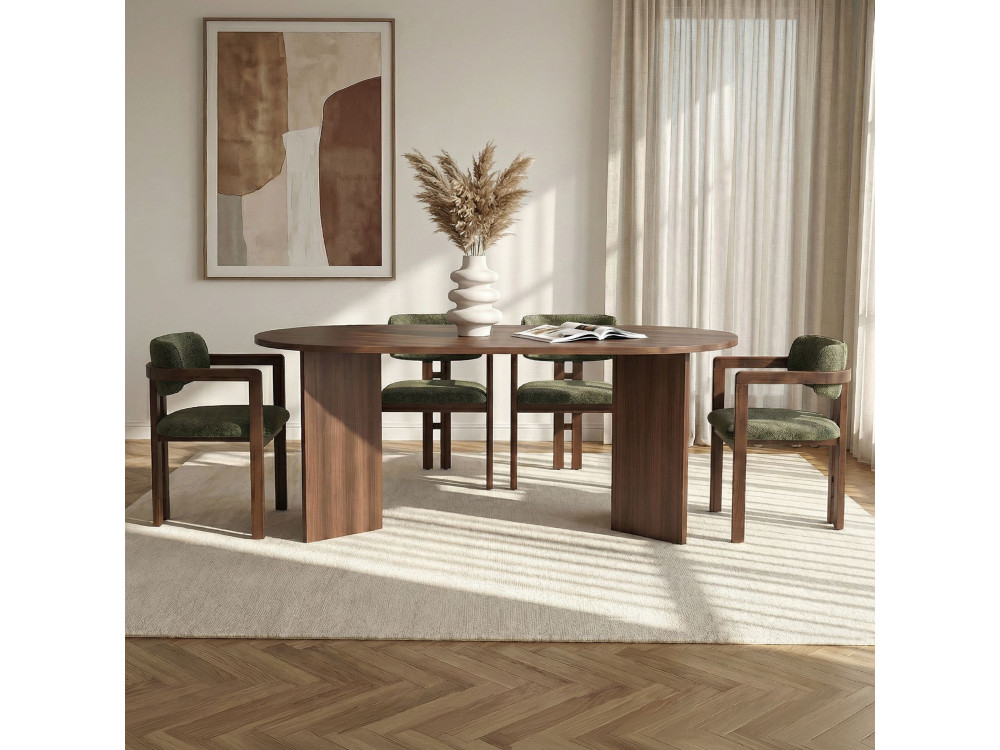 Ensemble Table et Chaises (5 Pièces) en bois "Meridia 4" - 180 x 90 x 75 cm - Vert