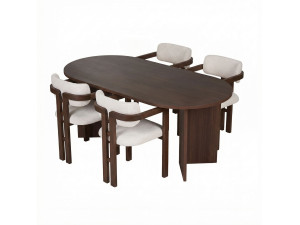 Ensemble Table et Chaises (5 Pièces) en bois "Meridia 4" - 180 x 90 x 75 cm - Blanc