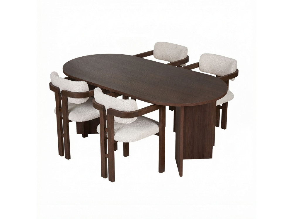 Ensemble Table et Chaises (5 Pièces) en bois "Meridia 4" - 180 x 90 x 75 cm - Blanc