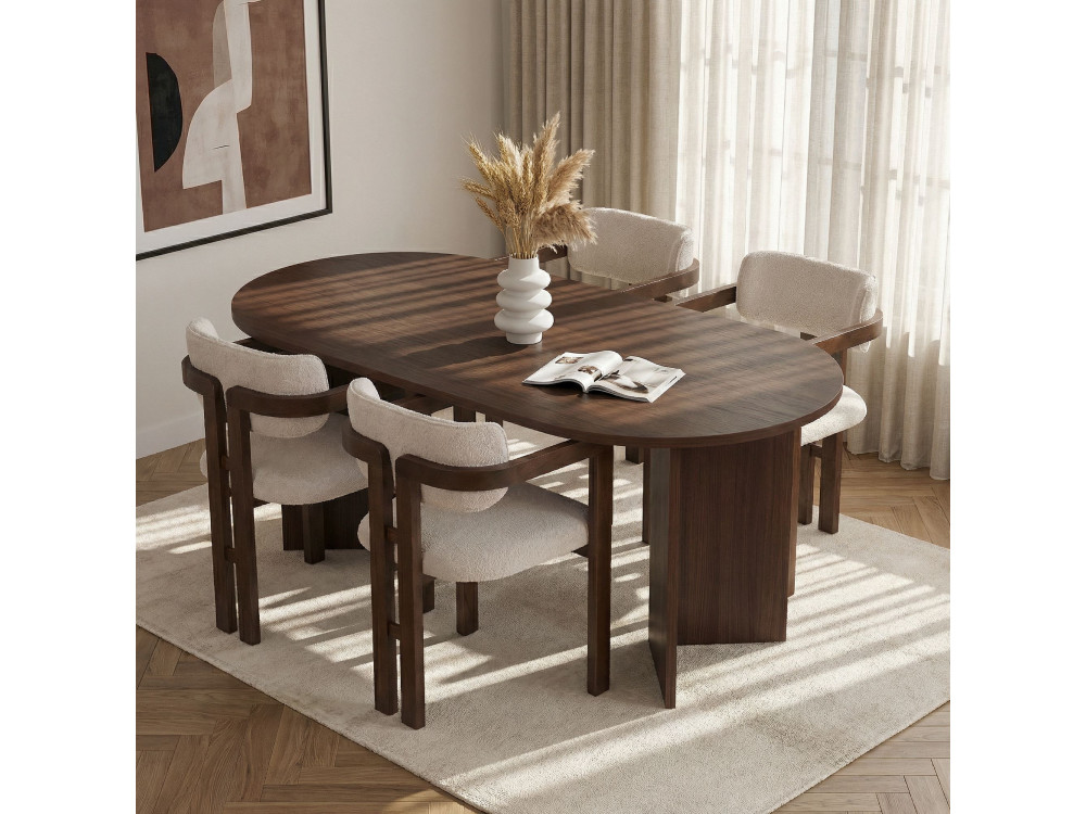 Ensemble Table et Chaises (5 Pièces) en bois "Meridia 4" - 180 x 90 x 75 cm - Blanc