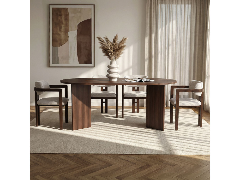Ensemble Table et Chaises (5 Pièces) en bois "Meridia 4" - 180 x 90 x 75 cm - Blanc