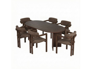 Ensemble Table et Chaises (7 Pièces) en bois "Meridia 6" - 180 x 90 x 75 cm - Marron