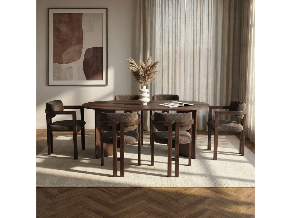 Ensemble Table et Chaises (7 Pièces) en bois "Meridia 6" - 180 x 90 x 75 cm - Marron