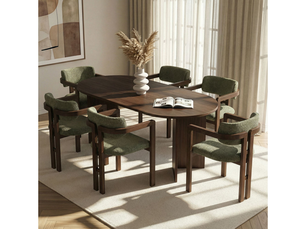 Ensemble Table et Chaises (7 Pièces) en bois "Meridia 6" - 180 x 90 x 75 cm - Vert