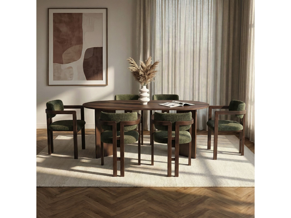 Ensemble Table et Chaises (7 Pièces) en bois "Meridia 6" - 180 x 90 x 75 cm - Vert