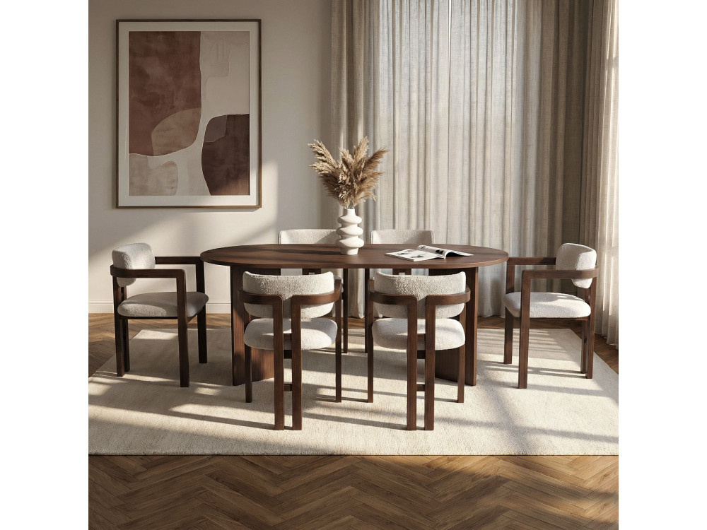 Ensemble Table et Chaises (7 Pièces) en bois "Meridia 6" - 180 x 90 x 75 cm - Blanc