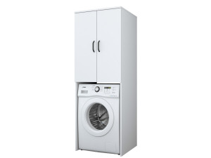 Meuble pour machine à laver en bois "Losal" - 65 x 62 x 181 cm - Blanc