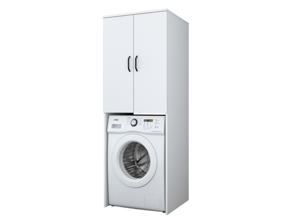 Meuble pour machine à laver en bois "Losal" - 65 x 62 x 181 cm - Blanc