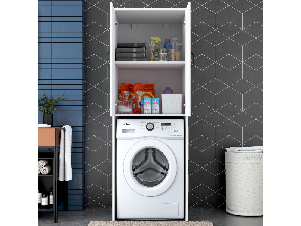 Meuble pour machine à laver en bois "Losal" - 65 x 62 x 181 cm - Blanc