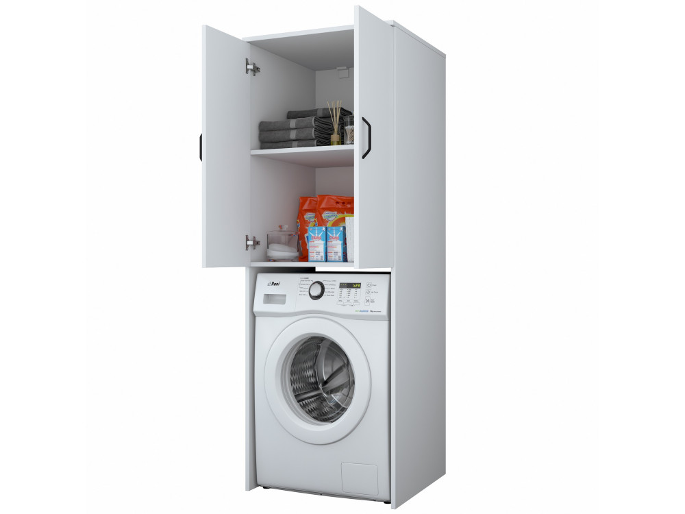 Meuble pour machine à laver en bois "Losal" - 65 x 62 x 181 cm - Blanc