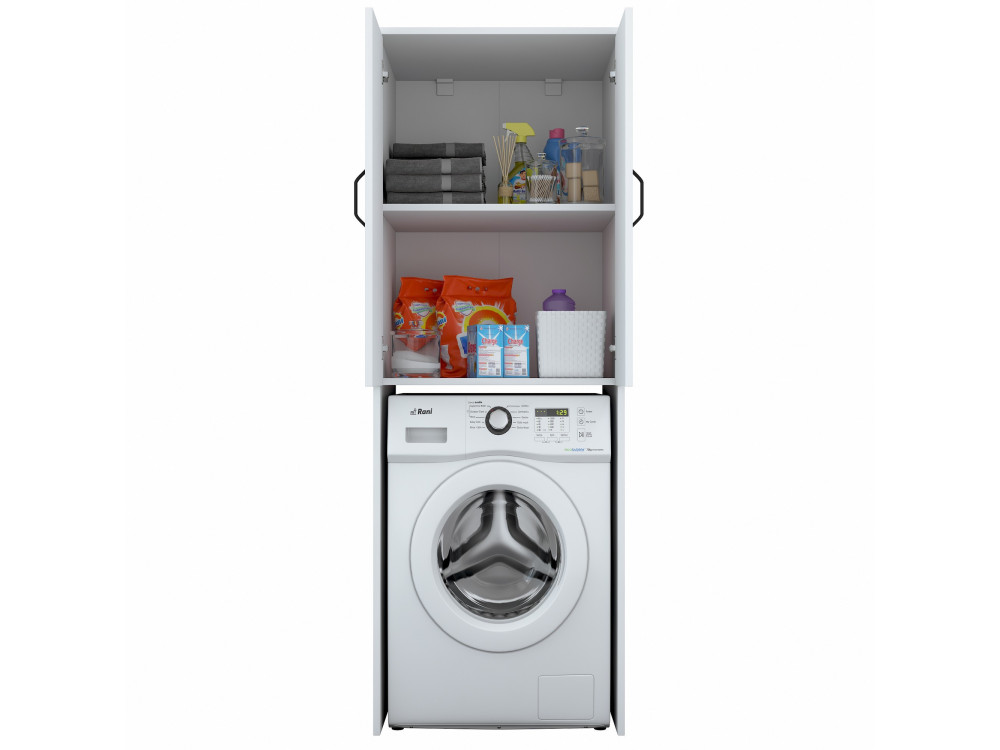 Meuble pour machine à laver en bois "Losal" - 65 x 62 x 181 cm - Blanc
