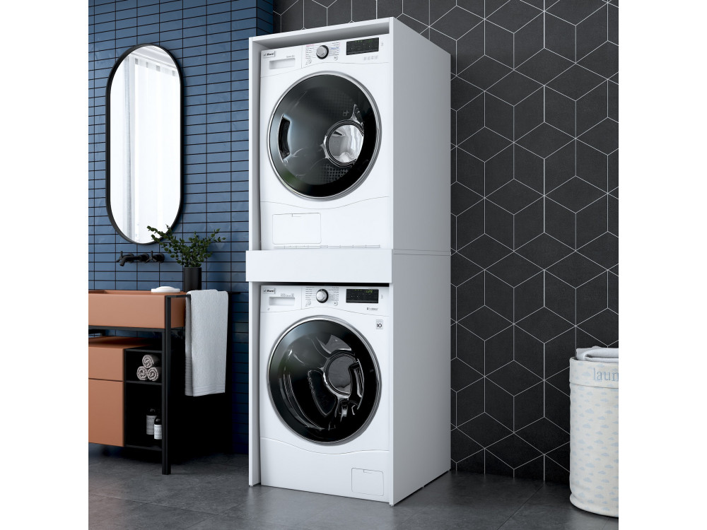 Meuble pour machine à laver en bois "Dorma" - 66 x 65 x 189 cm - Blanc