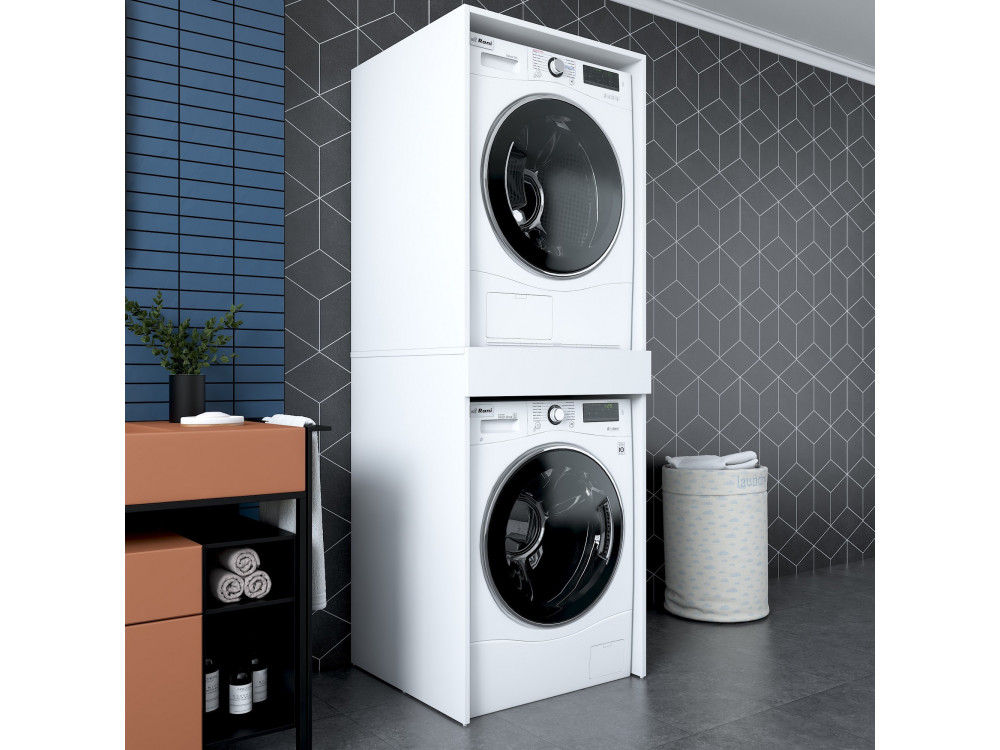 Meuble pour machine à laver en bois "Dorma" - 66 x 65 x 189 cm - Blanc
