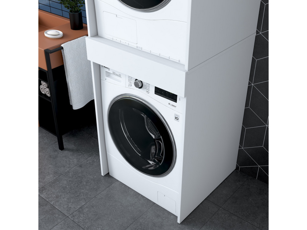 Meuble pour machine à laver en bois "Dorma" - 66 x 65 x 189 cm - Blanc