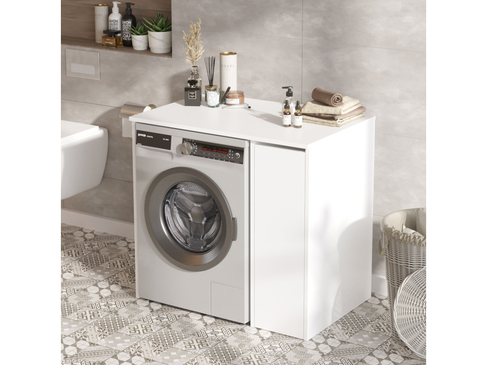 Meuble pour machine à laver en bois "Tera" - 93 x 60 x 88 cm - Blanc