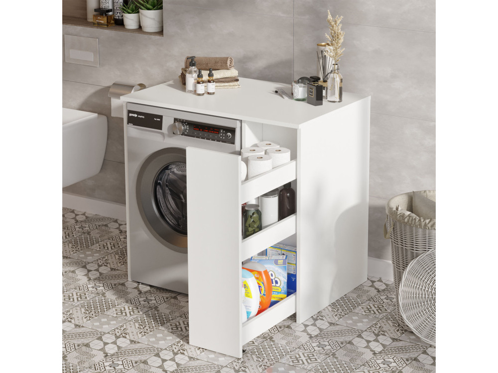 Meuble pour machine à laver en bois "Tera" - 93 x 60 x 88 cm - Blanc