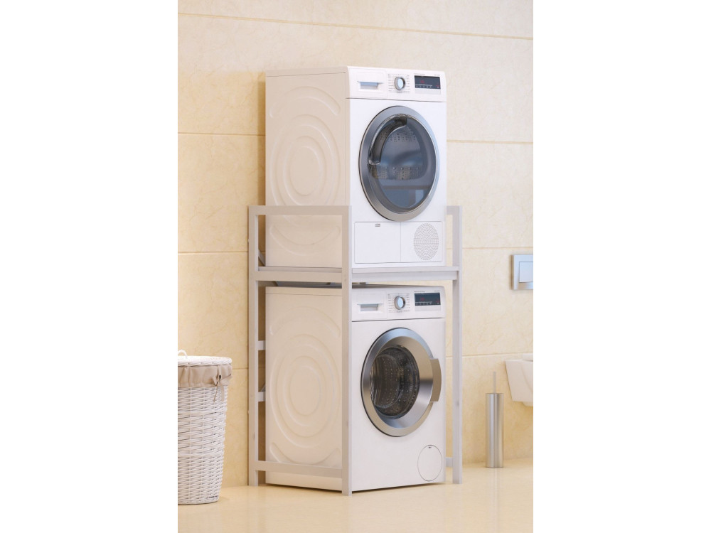 Meuble pour machine à laver en métal "Junior" - 70 x 60 x 116 cm - Blanc