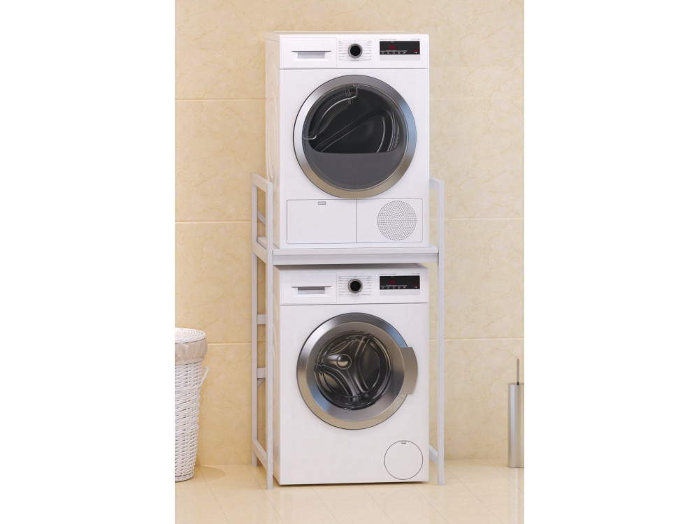 Meuble pour machine à laver en métal "Junior" - 70 x 60 x 116 cm - Blanc