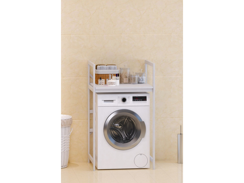 Meuble pour machine à laver en métal "Junior" - 70 x 60 x 116 cm - Blanc