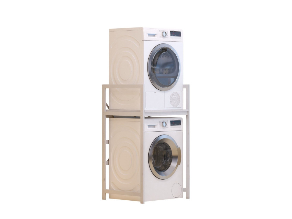 Meuble pour machine à laver en métal "Junior" - 70 x 60 x 116 cm - Blanc