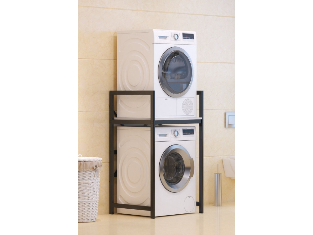 Meuble pour machine à laver en métal "Junior" - 70 x 60 x 116 cm - Blanc