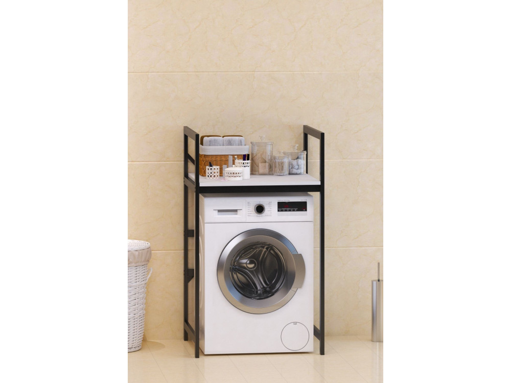 Meuble pour machine à laver en métal "Junior" - 70 x 60 x 116 cm - Blanc