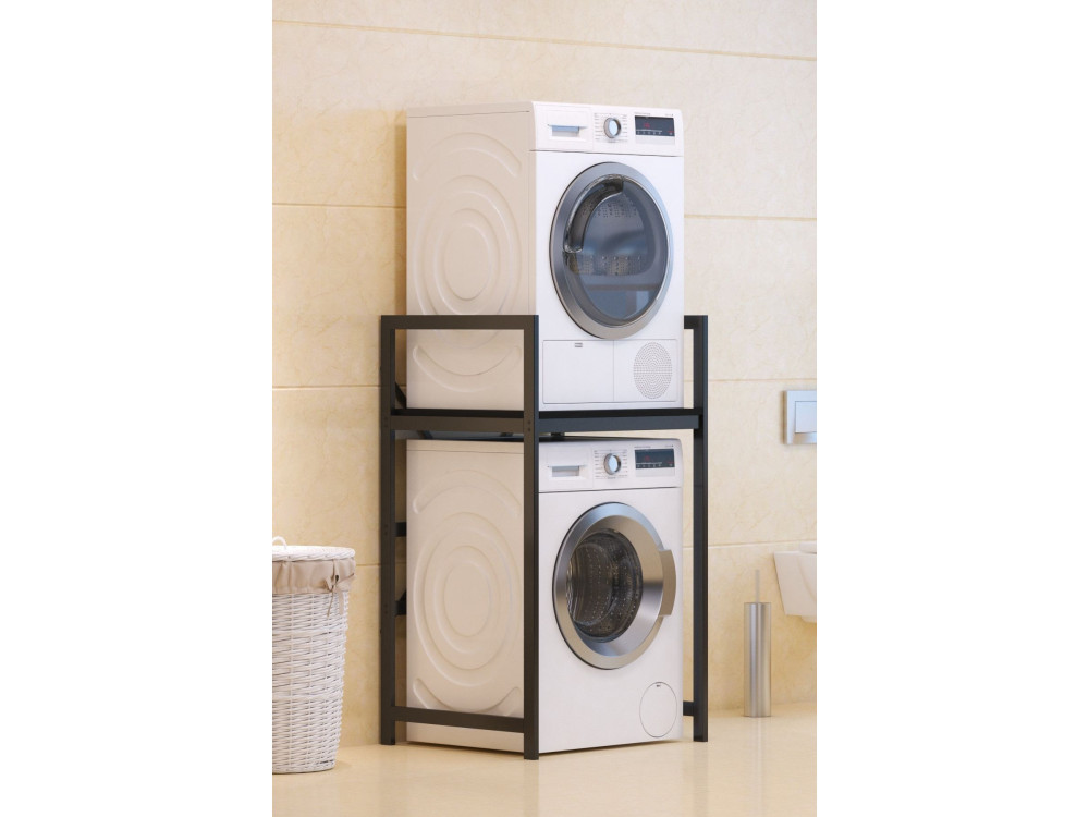 Meuble pour machine à laver en métal "Junior" - 70 x 60 x 116 cm - Noir
