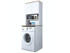 Meuble pour machine à laver en bois "Kado" - 65 x 60 x 183 cm - Blanc