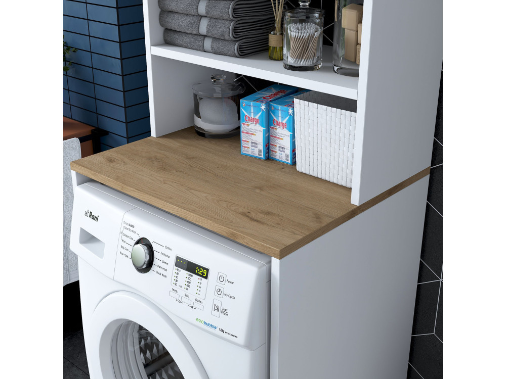 Meuble pour machine à laver en bois "Kado" - 65 x 60 x 183 cm - Blanc