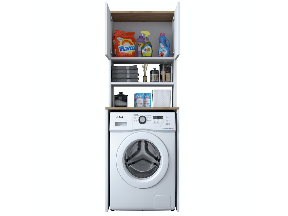 Meuble pour machine à laver en bois "Kado" - 65 x 60 x 183 cm - Blanc
