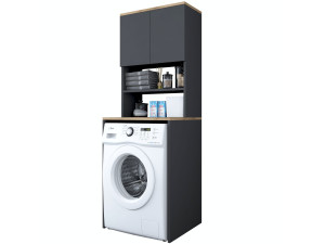 Meuble pour machine à laver en bois "Kado" - 65 x 60 x 183 cm - Gris anthracite