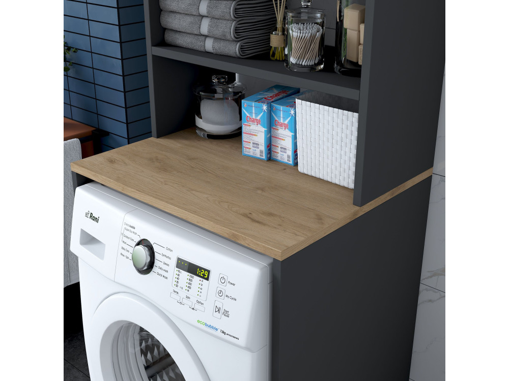Meuble pour machine à laver en bois "Kado" - 65 x 60 x 183 cm - Gris anthracite