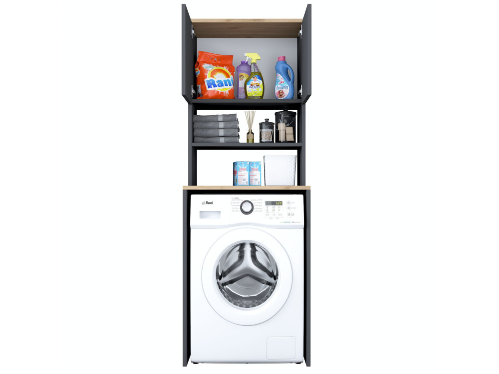 Meuble pour machine à laver en bois "Kado" - 65 x 60 x 183 cm - Gris anthracite
