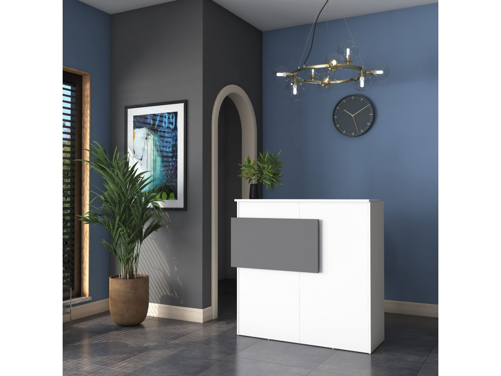 Table de réception en bois "Mona" - 110 x 40 x 110 cm - Blanc
