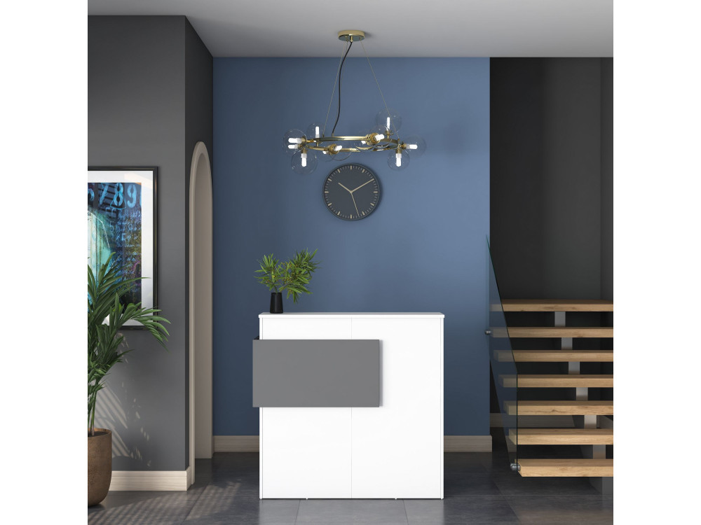 Table de réception en bois "Mona" - 110 x 40 x 110 cm - Blanc