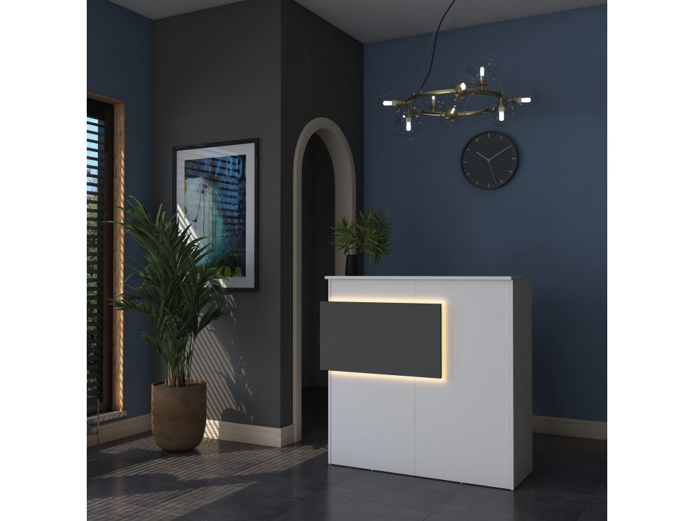 Table de réception en bois "Mona" - 110 x 40 x 110 cm - Blanc