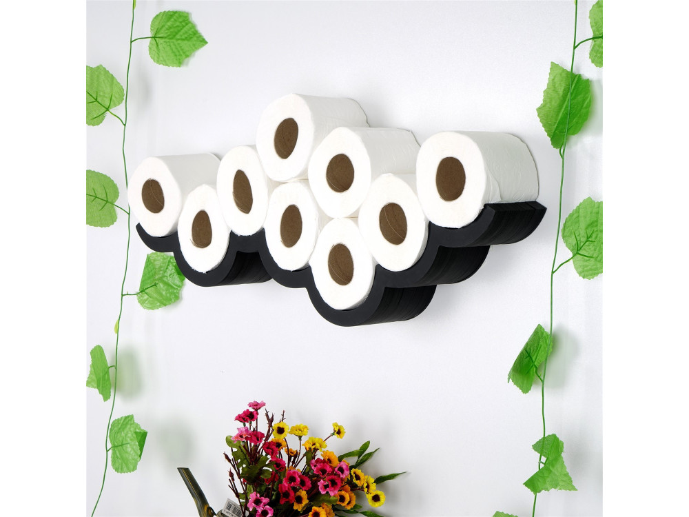 Porte-papier toilette en bois "WC018" - 62 x 16 x 9 cm - Noir