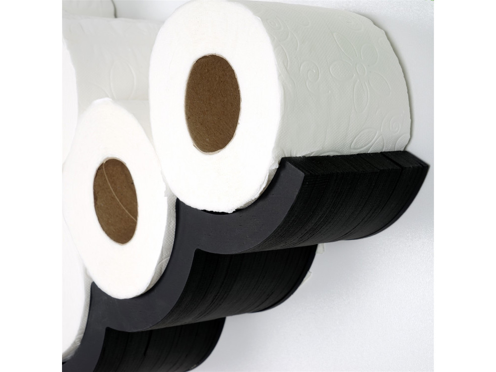 Porte-papier toilette en bois "WC018" - 62 x 16 x 9 cm - Noir