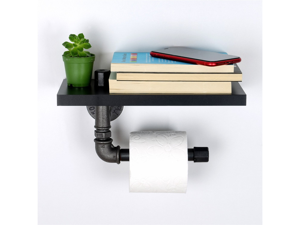 Porte-papier toilette en bois "Boruraf239" - 30 x 23 x 12 cm - Noir
