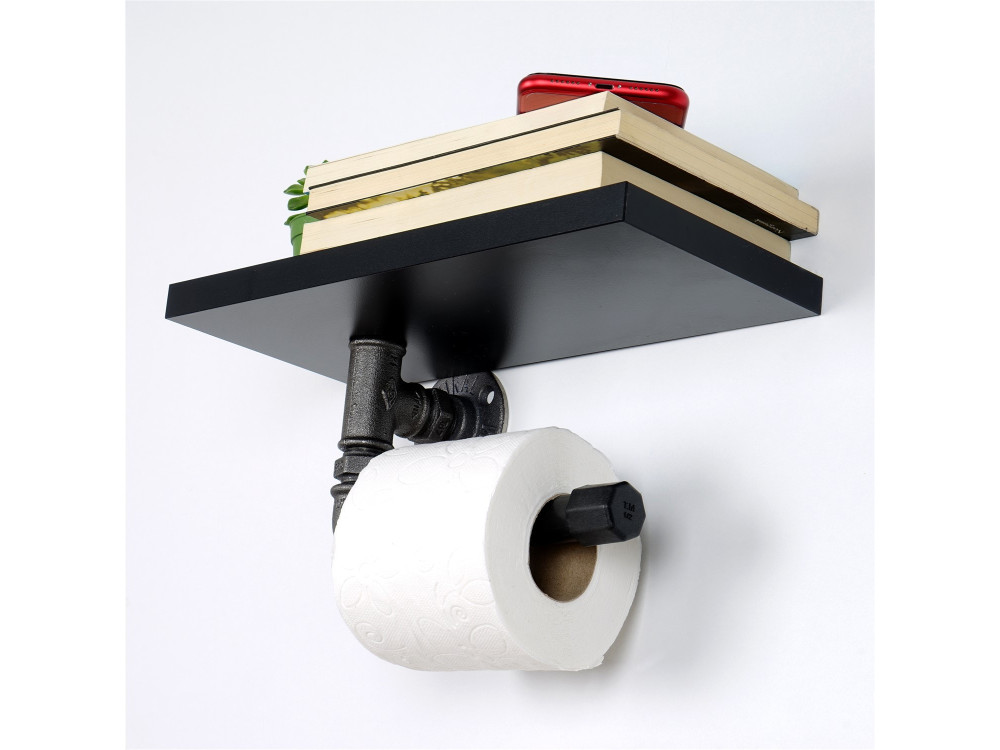 Porte-papier toilette en bois "Boruraf239" - 30 x 23 x 12 cm - Noir