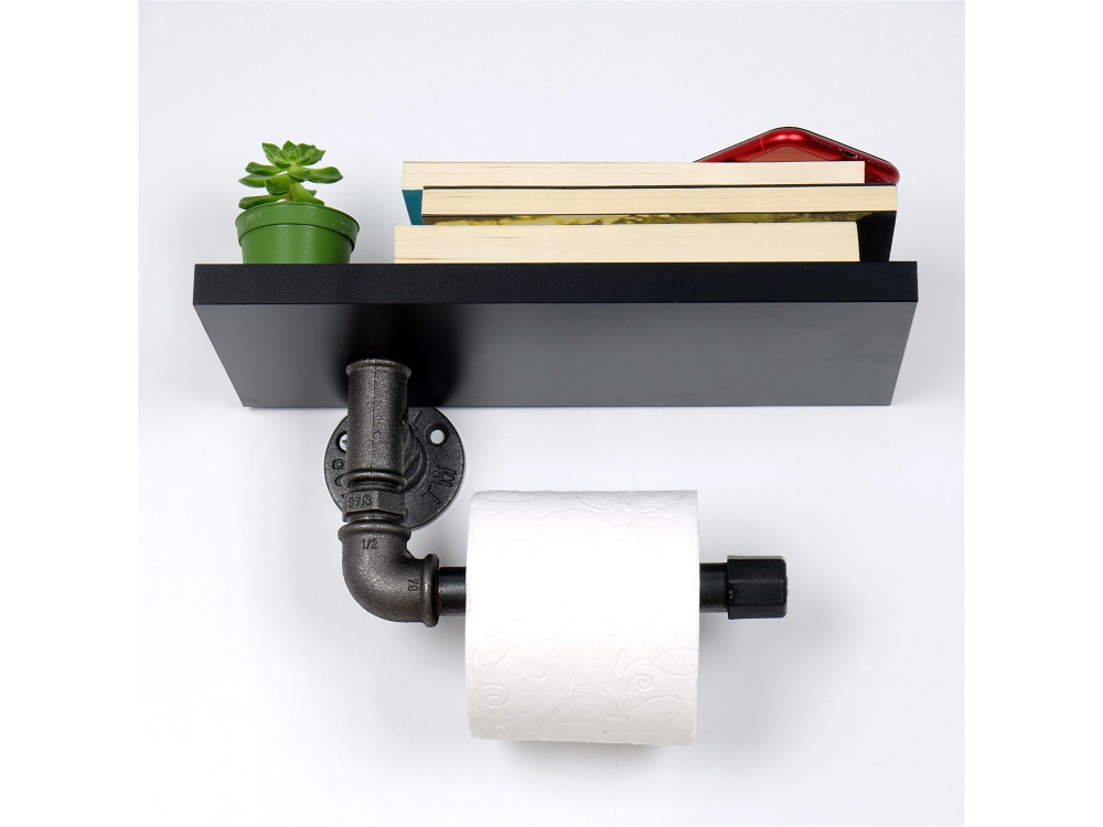 Porte-papier toilette en bois "Boruraf239" - 30 x 23 x 12 cm - Noir