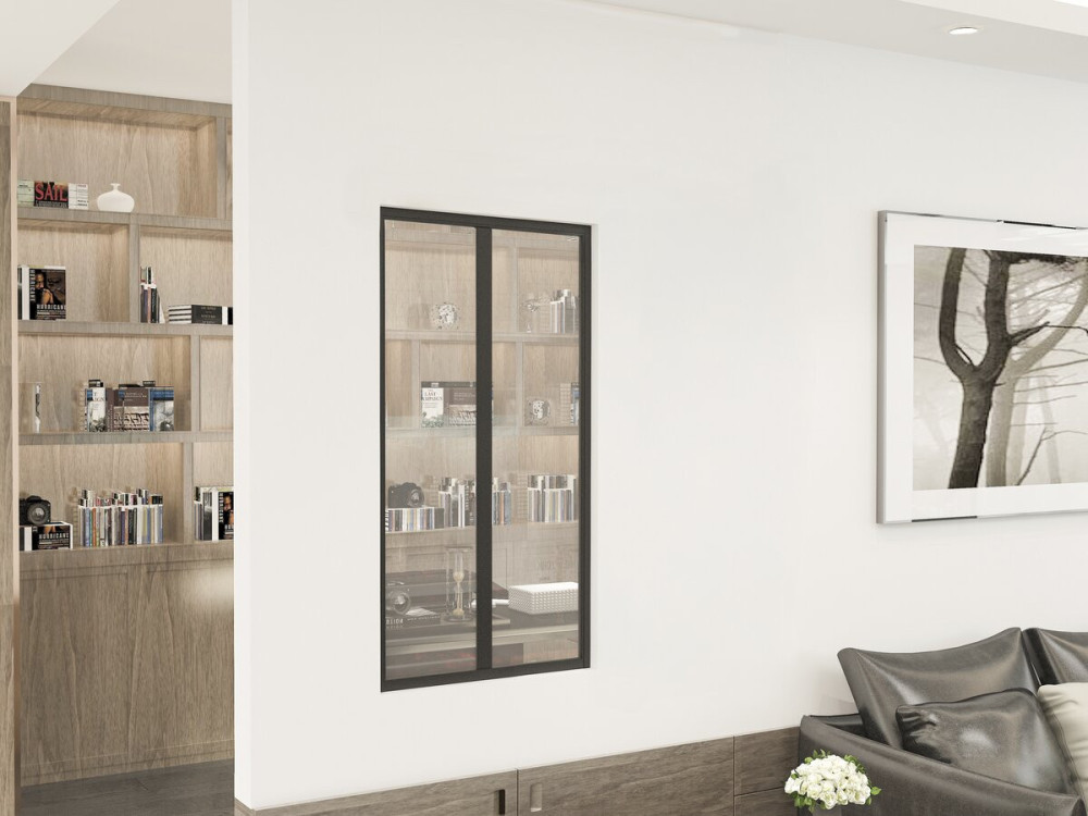Verrière atelier en aluminium "Panorama" - 60 x 105 cm - Noir